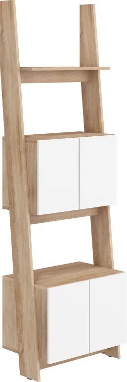 Regál szekrénnyel 60 cm 2 Raul (világos sonoma tölgy + fehér fényes). 780579