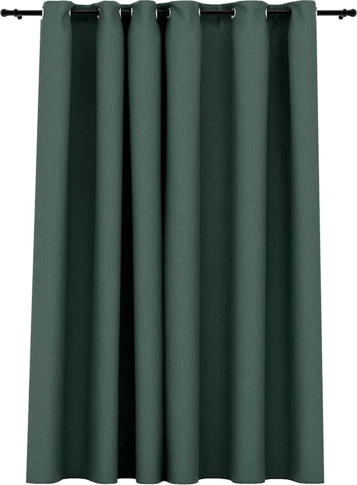 vidaXL zöld vászonhatású sötétítőfüggöny fűzőkarikával 290 x 245 cm