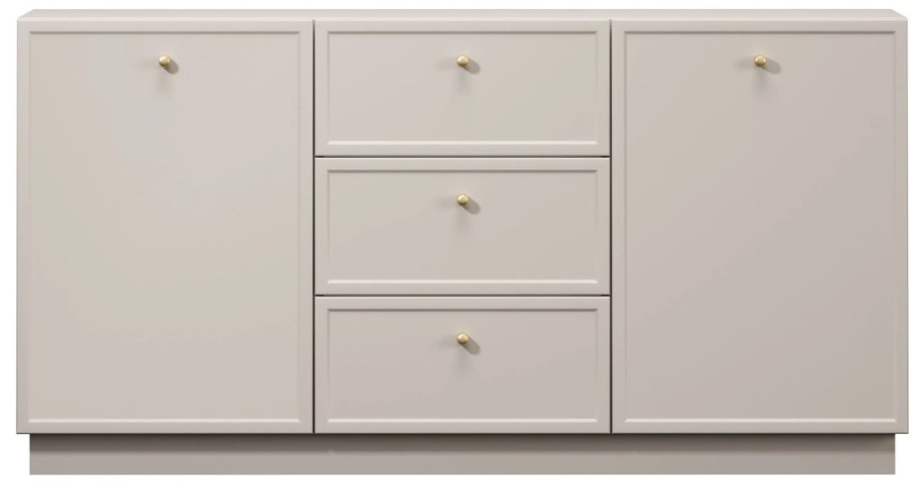 Lorini komód 150 cm fiókokkal - kasmír / arany fogantyúk