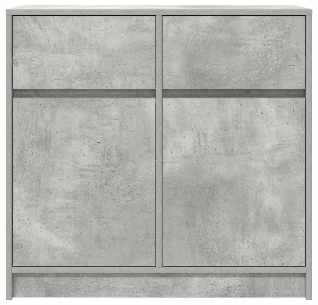 betonszürke szerelt fa tálalószekrény fiókos 80x34x76 cm