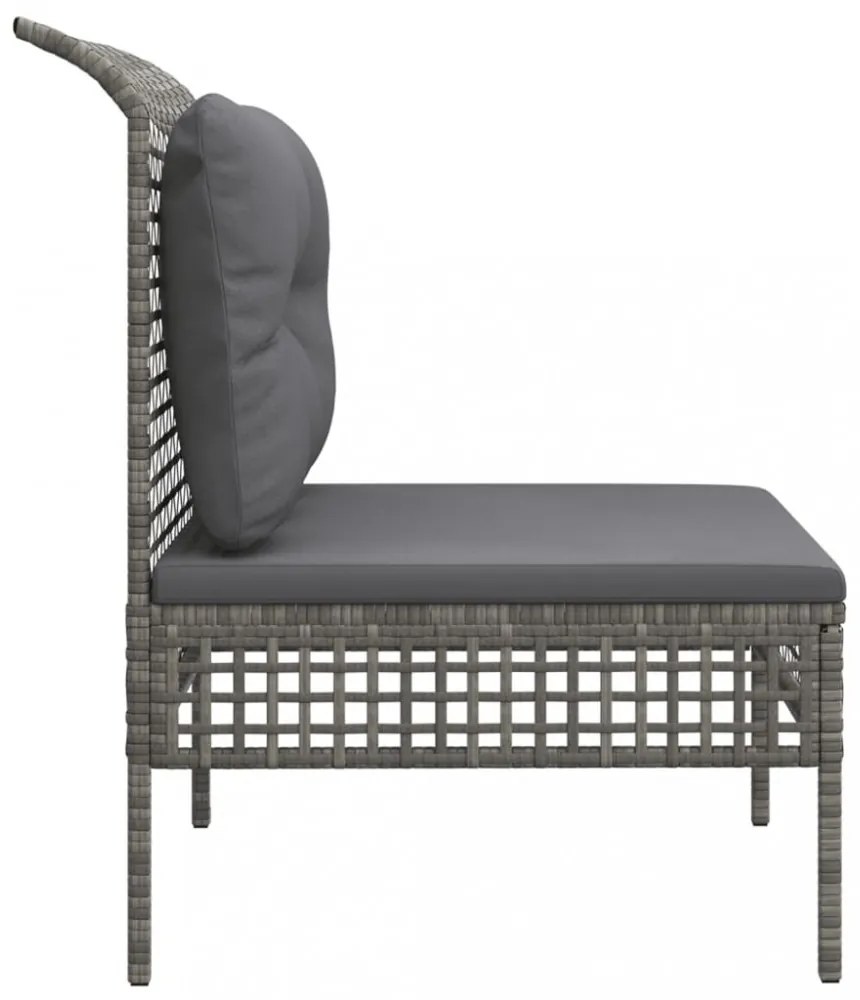 szürke polyrattan kerti középső kanapé párnával