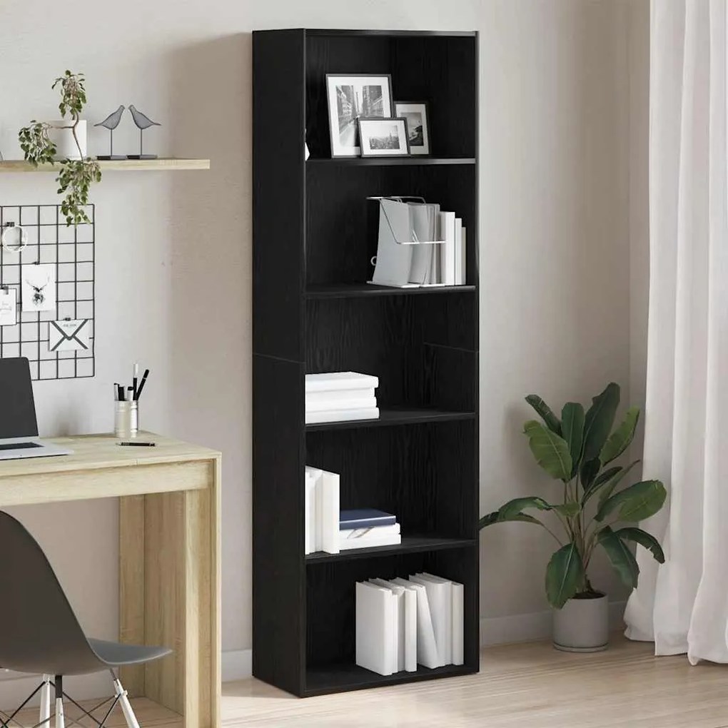 fekete tölgy színű szerelt fa könyvespolc 60 x 30 x 189 cm