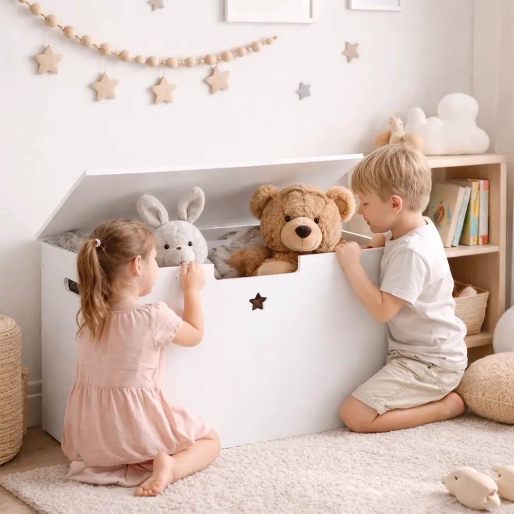 Játéktároló doboz, fehér, BOLIS