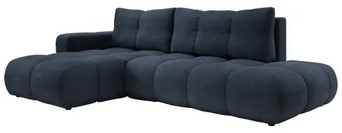 Kihúzható kárpitozott sarokülőgarnitúra tárolóval, L-alakú, ALMADA, balos, kék