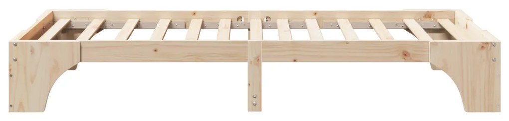 vidaXL Ágykeret Természetes 90 x 200 cm Tömör fenyőfa