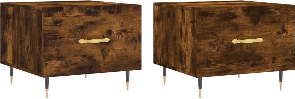 vidaXL 2 db füstös tölgy szerelt fa dohányzóasztal 50 x 50 x 40 cm