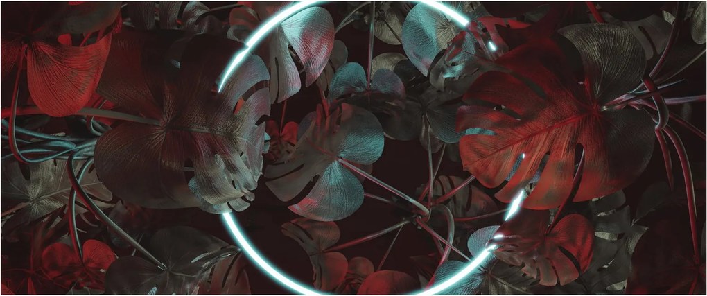 Kép - Neon kör a pálmafák között (120x50 cm)
