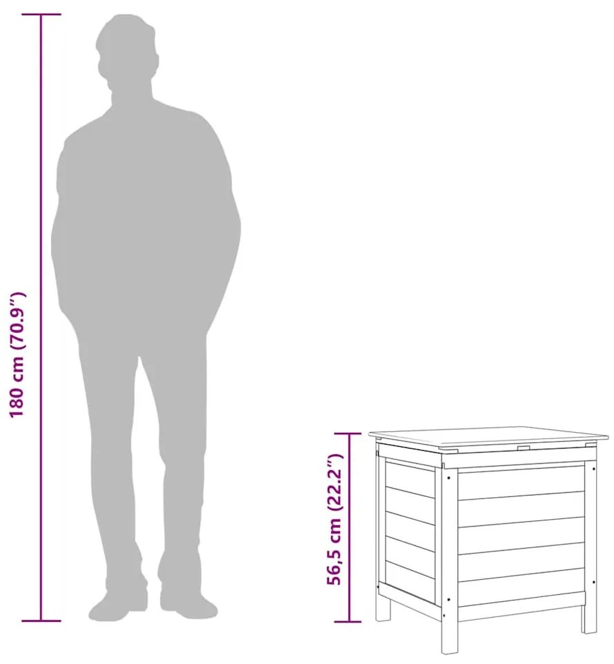 fehér tömör fenyőfa kerti tárolóláda 50x49x56,5 cm