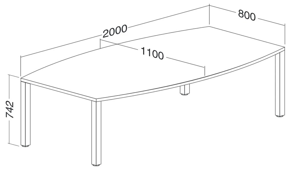 ProOffice tárgyalóasztal 200 x 110 cm, fehér