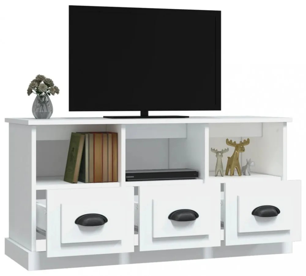 fehér szerelt fa TV-szekrény 100x35x50 cm