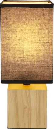 Globo 21628B Asztali lámpa natúr fa, fekete textil, fekete PVC kábel, billenőkapcsoló a kábelen, HxSzxM: 120x120x300mm, kábelhossz 1500mm, nem tartozék: 1x E27 7W 230V