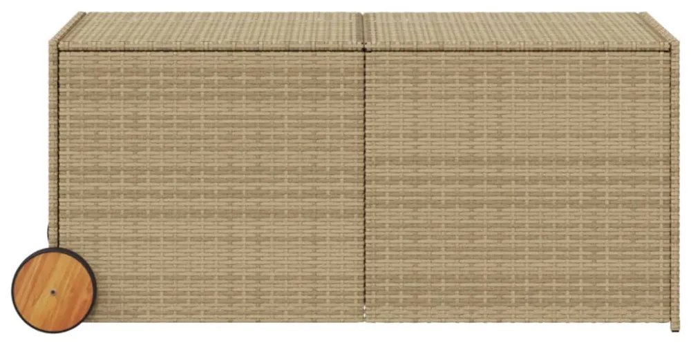 vegyes bézs polyrattan kerti tárolóláda kerekekkel 283 L
