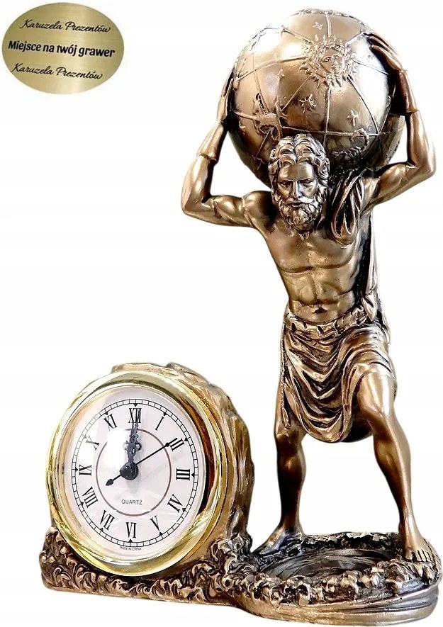 Kandalló Óra Íróasztali Atlasz Gömbbel A Feje Fölött Ajándék Főnöknek Irodába v