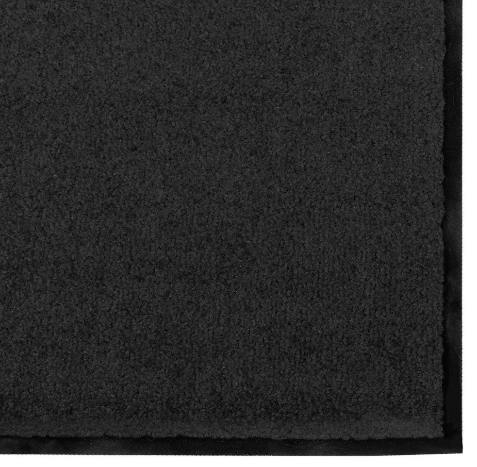 Fekete téglalap alakú ajtószőnyeg 120x300 cm