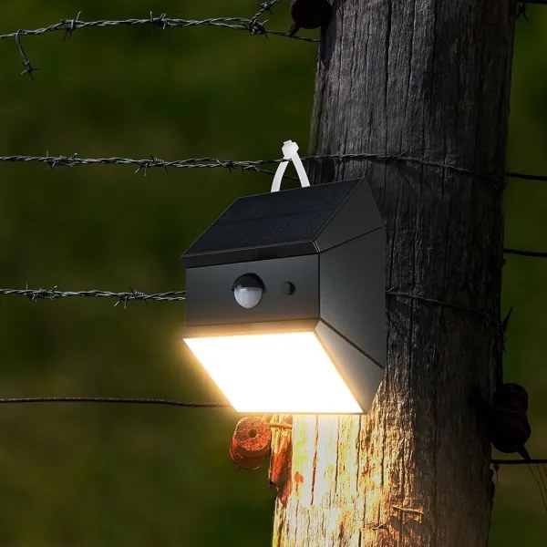 Falra szerelhető napelemes LED-lámpa érzékelővel LED/2,5W/3,7V IP65 1200 mAh fekete