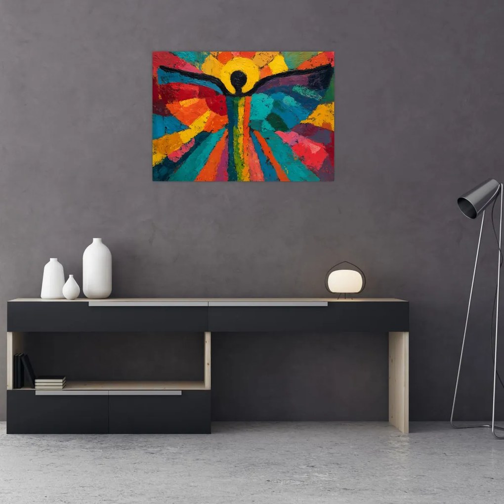 Üveg kép - Festett angyal (70x50 cm)