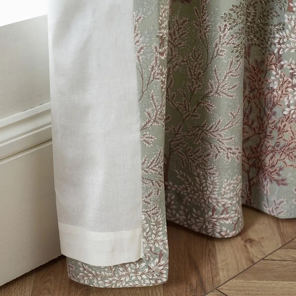 Zöld függöny szett 2 db-os 229x229 cm Woodland Trees – Catherine Lansfield