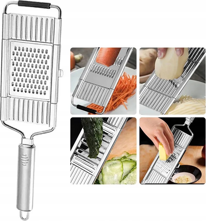Multifunkciós zöldségszeletelő, hámozó, rozsdamentes acél reszelő
