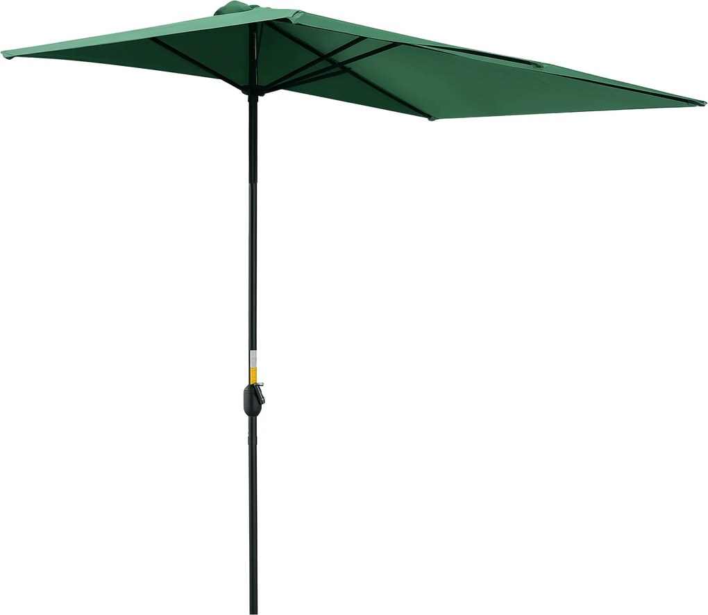 Outsunny Fél Napernyő 230x130x245 cm Fali Napernyő Kézi Mechanizmussal UV 30+ Védő Vízhatlan Napernyő Erkélyre Teraszra Kertbe Zöld | Aosom
