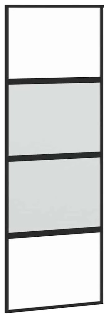 Fekete edzett üveg tolóajtó fémszerelék szettel 76x205 cm