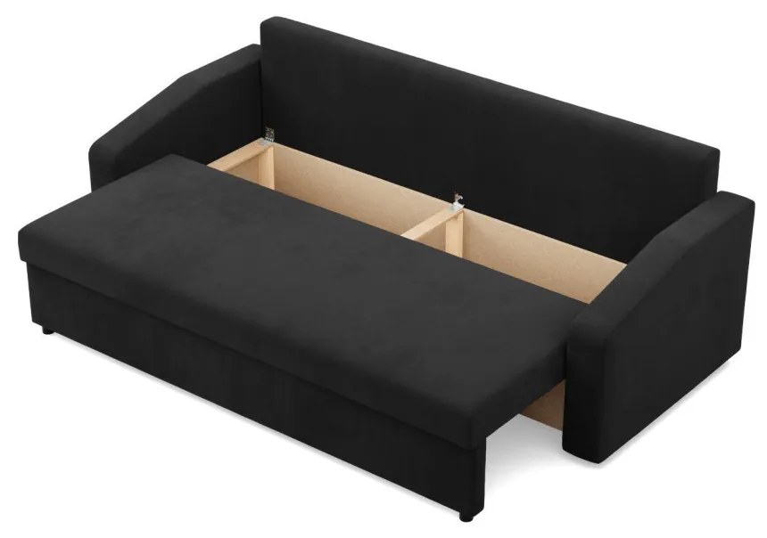 Zeus kanapéágy, szövet anyag, hab töltet, döntött kartámasz, fekete