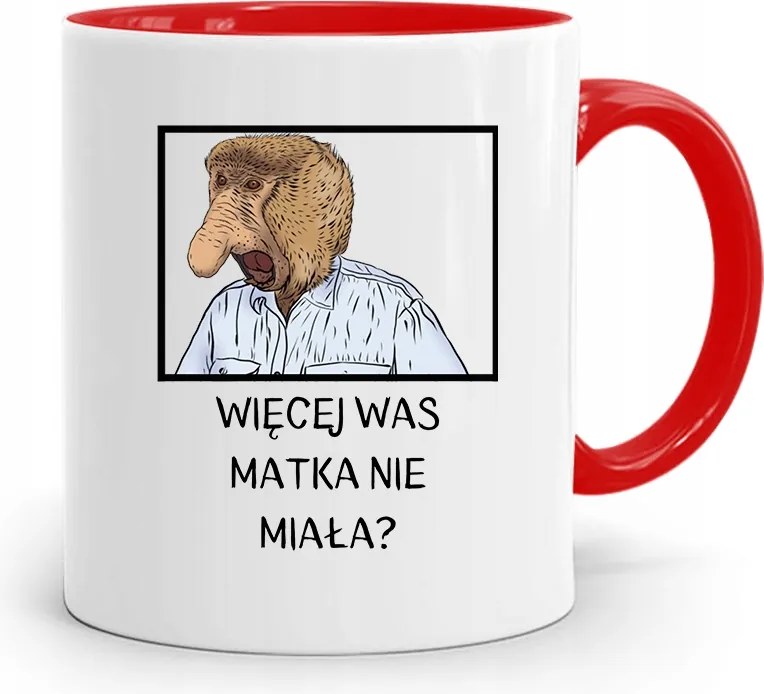 Bögre Piros Hordozó Janusz Többet Nem Anya Nyomtatott Fotóval