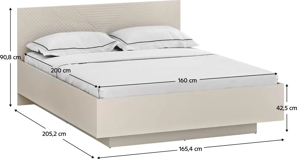 Ágy ráccsal, 160x200, kasmír/castello tölgy, EYCO