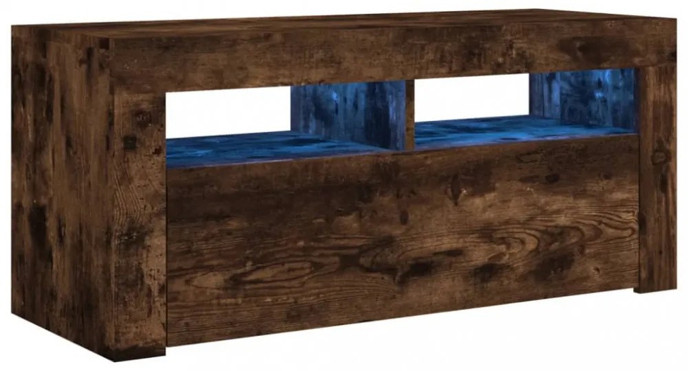 füstös tölgy színű TV-szekrény LED-világítással 90 x 35 x 40 cm