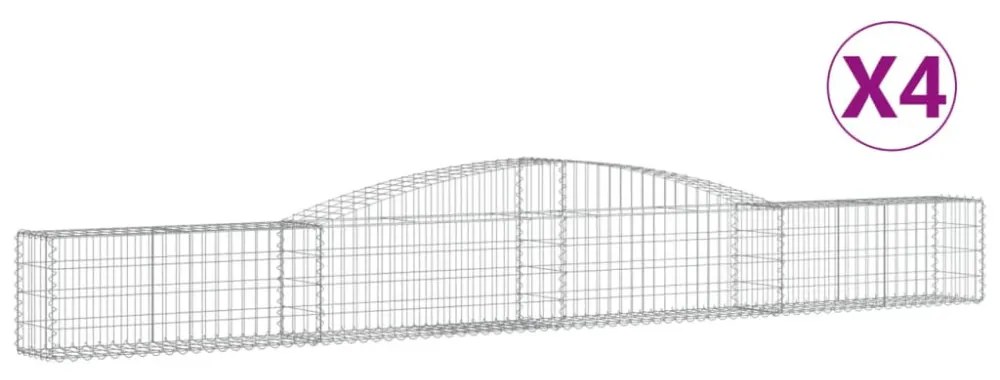 4 db íves horganyzott vas gabion kosár 400x30x40/60 cm