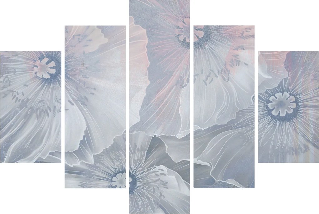 Kép - Kék virágok a falon (150x105 cm)