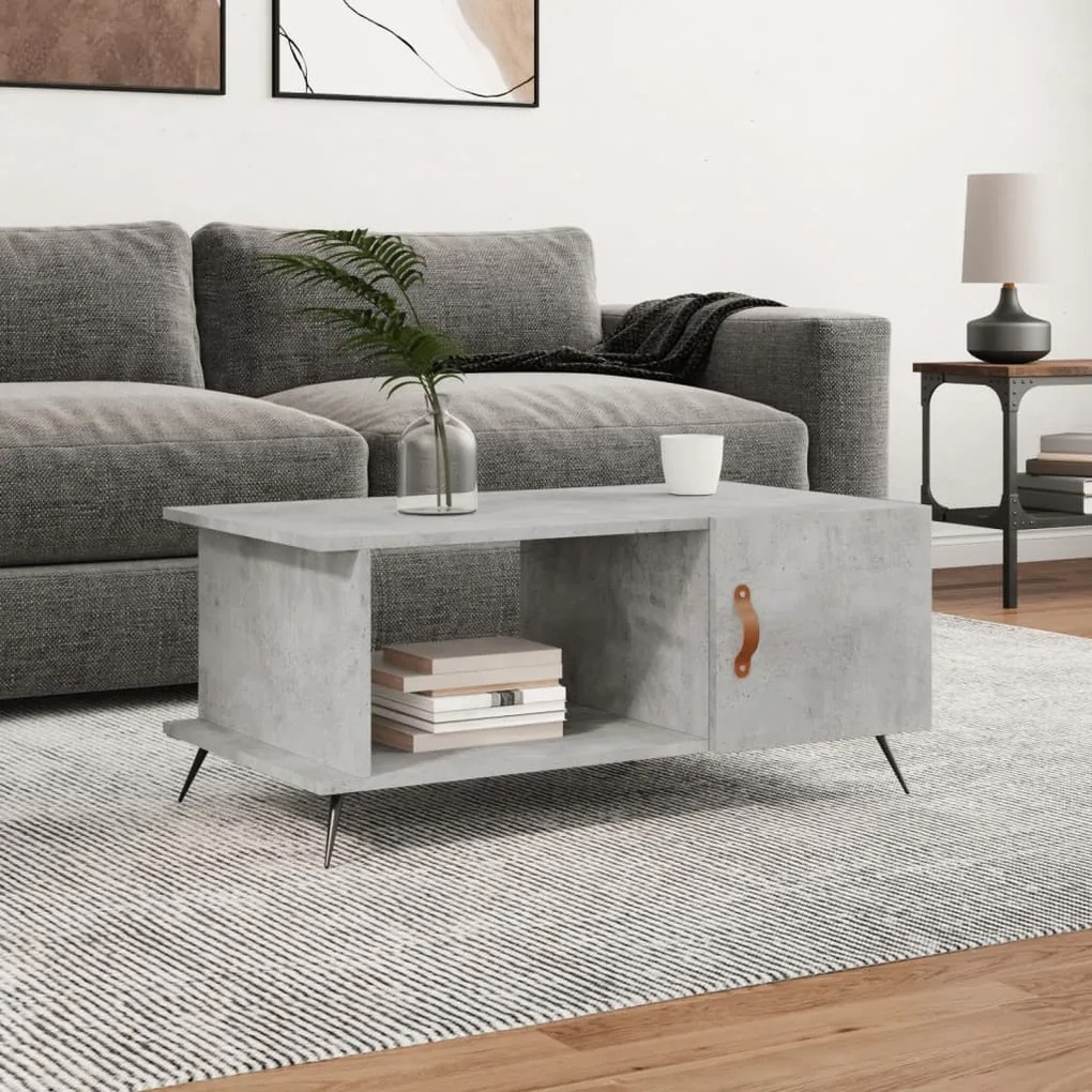 Betonszürke szerelt fa dohányzóasztal 90 x 50 x 40 cm