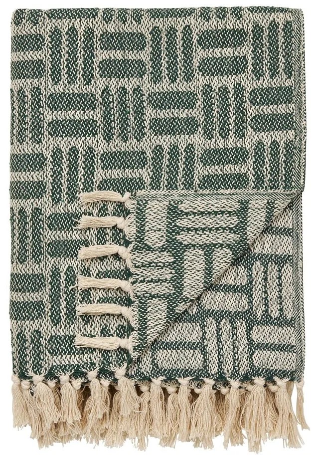 Zöld újrahasznosított pamut takaró 130x180 cm Adana – House Nordic