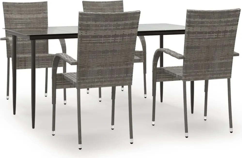 vidaXL 5 részes szürke kerti étkezőgarnitúra