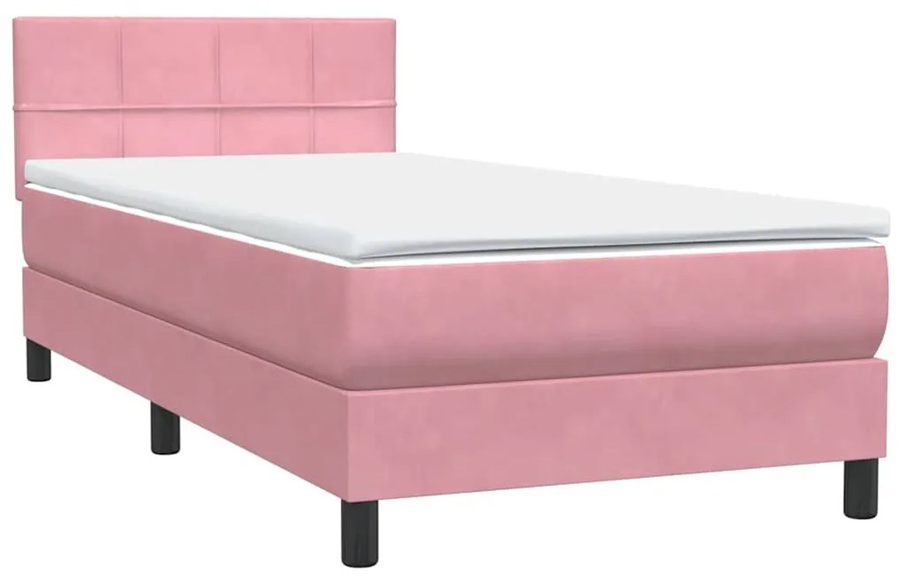 Box Spring ágy matraccal rózsaszín 100x220 cm bársony