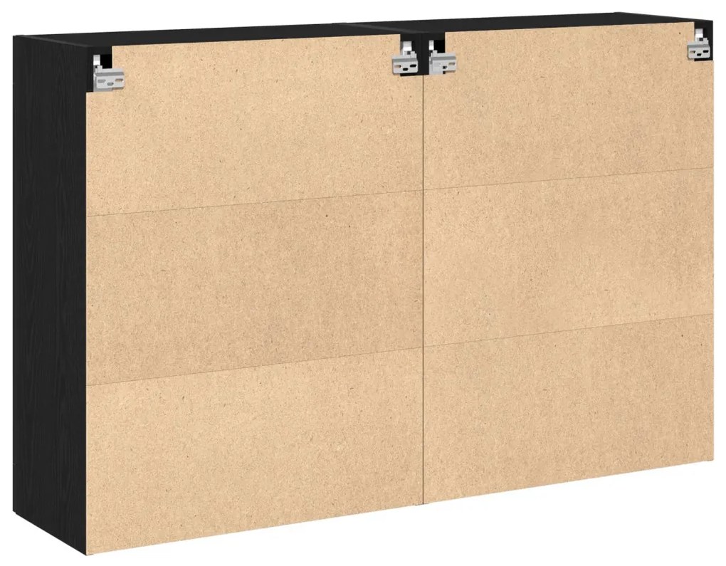 Fali Szekrények 2 db Fekete Tölgy 69,5x34x90 cm Mérnöki Fa