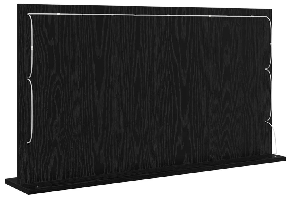 LED világítással ellátott tükör fekete tölgy 100x55x18 cm