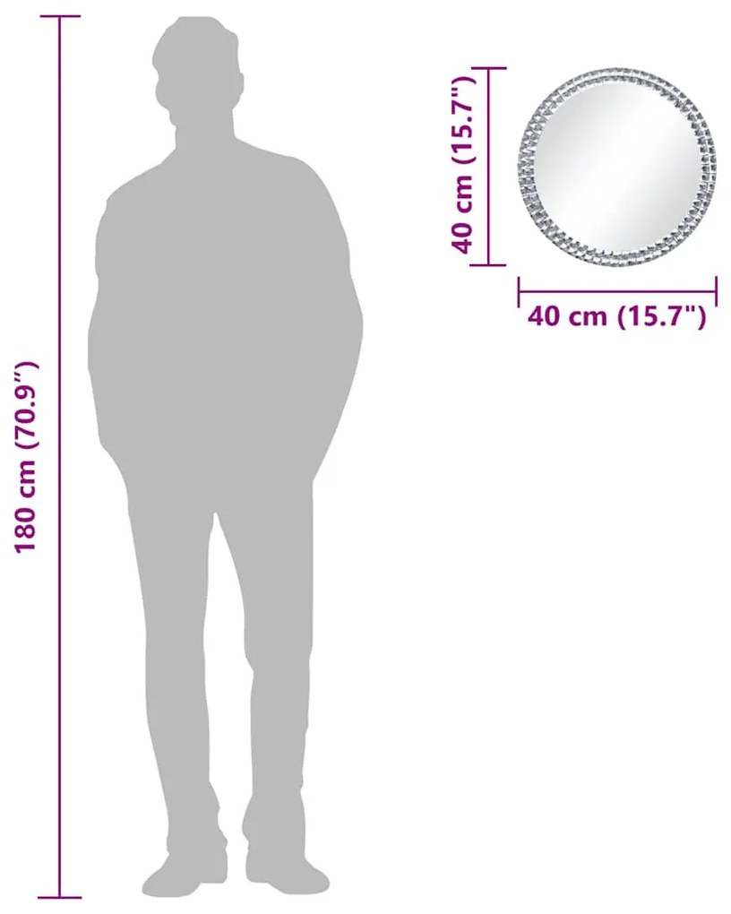 edzett üveg falitükör 40 cm