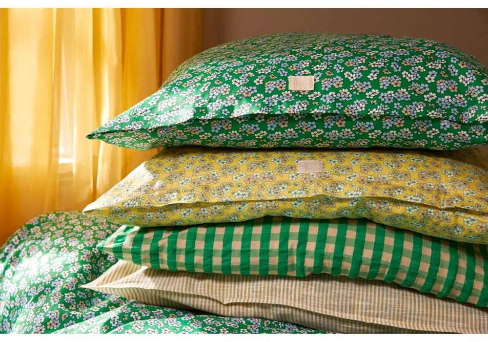 Zöld egyszemélyes pamut-szatén ágyneműhuzat 140x200 cm Pleasantly – JUNA