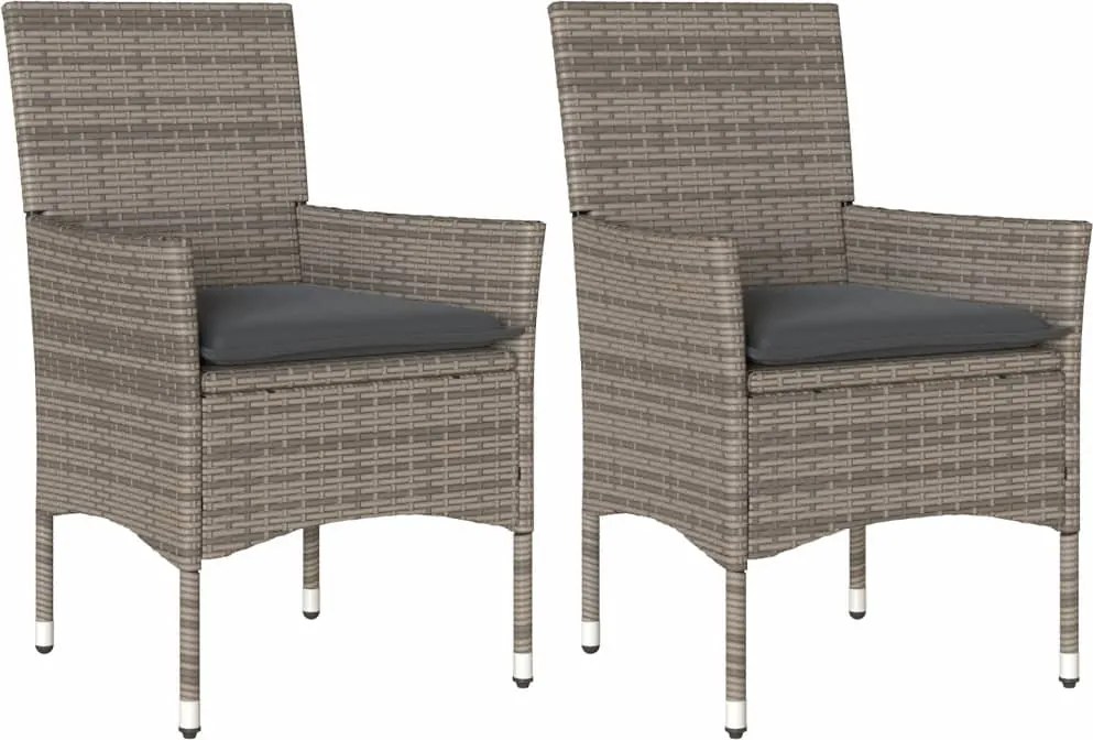 vidaXL 2 db szürke polyrattan kerti szék párnával