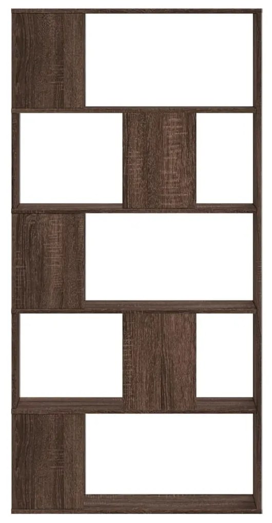 5 szintes barna tölgy színű fa könyvespolc 80,5x23,5x162,5 cm