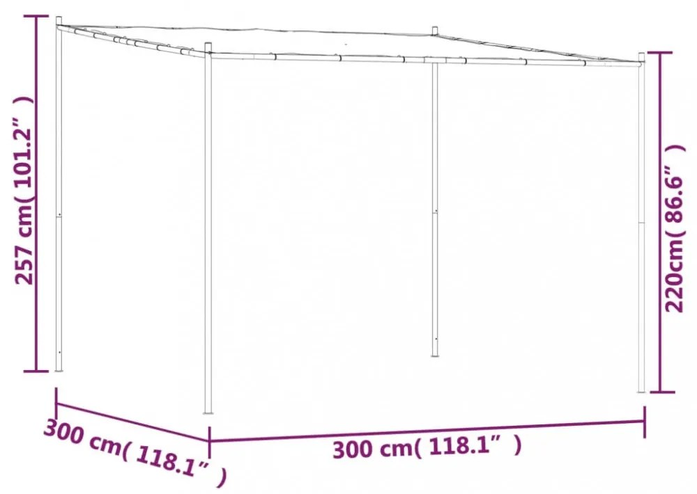 bézs szövet és acél pavilon 3 x 3 m 180 g/m²