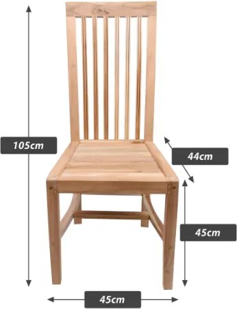 DIVERO Étkezőszékek teakfa felülettel 2 db natúr