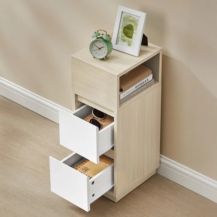 Lerakóasztal 25 × 30 × 65 cm, MDF, fehérített tölgy ANT-E1065 BUK