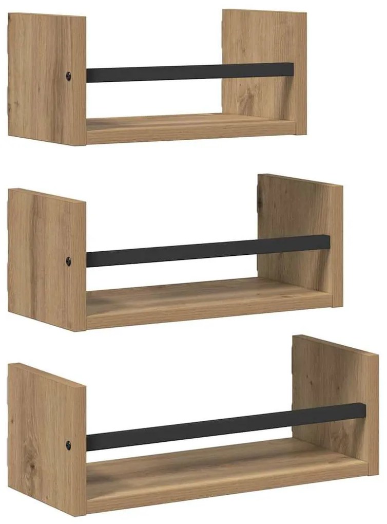 vidaXL Fali polc készlet 3 pcs Artisan tölgy 40x16x14cm Faanyag