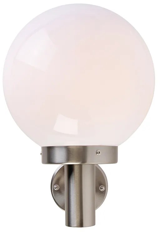 Modern kültéri fali lámpa rozsdamentes acél műanyag gömbbel IP44 - Sfera