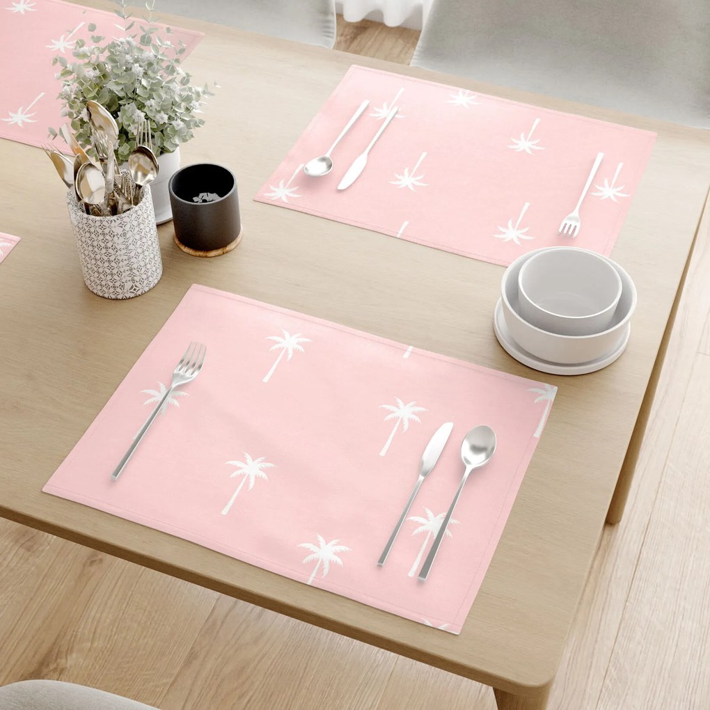 Goldea pamut reggeliző alátét - pálmák pasztell rózsaszín alapon - 2db 30 x 40 cm