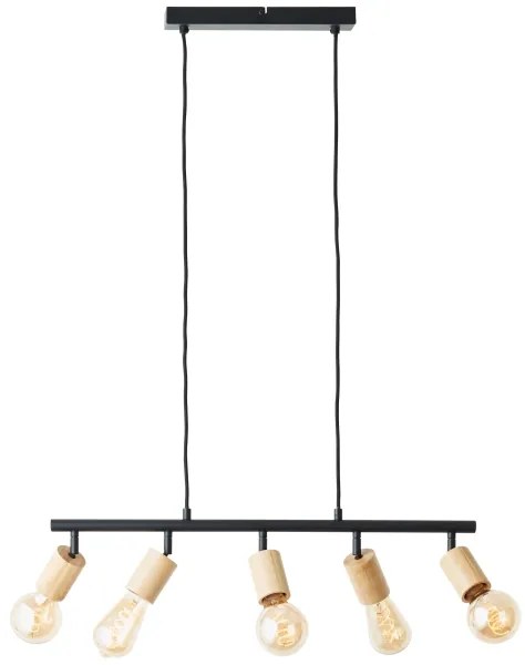 Brilliant - TIFFANY kábeles csillár 5xE27/28W/230V fekete/bambusz