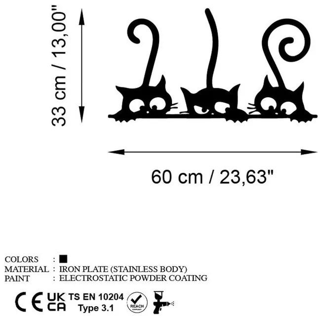 Fém fali dekoráció, Cat 5