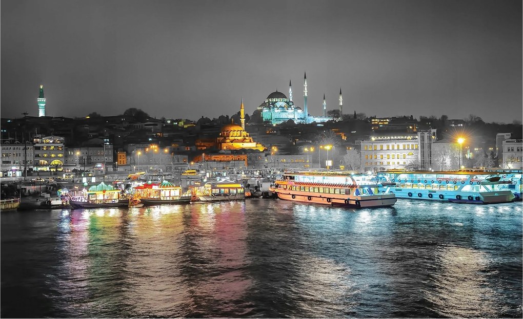 Fotótapéta Isztambul éjszaka Boszporusz Arany szarv város panoráma 312x219 +ragasztó