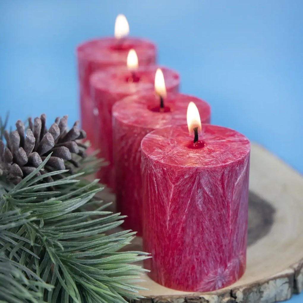 Adventi gyertyák - piros, 4db